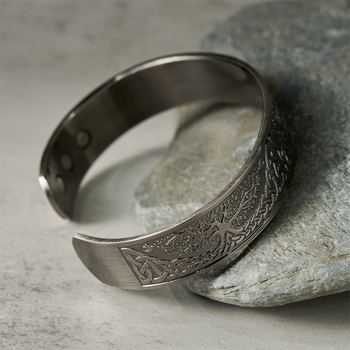 Bracciale rigido Buddha Stones The Tree Of Life in rame con equilibrio aperto e portafortuna - image 2