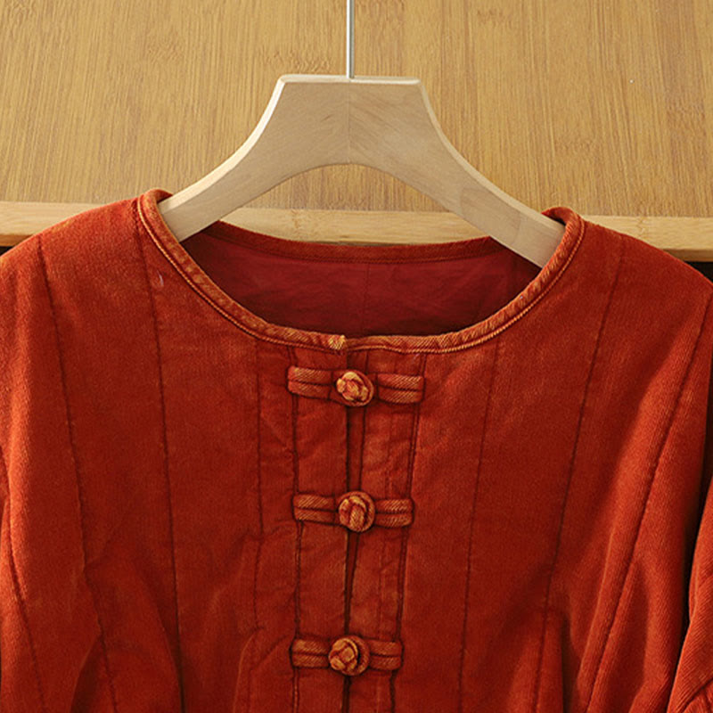 Giacca da donna in velluto a coste con maniche lunghe in poliestere e bottoni a rana , Buddha Stones Winter  - image 2