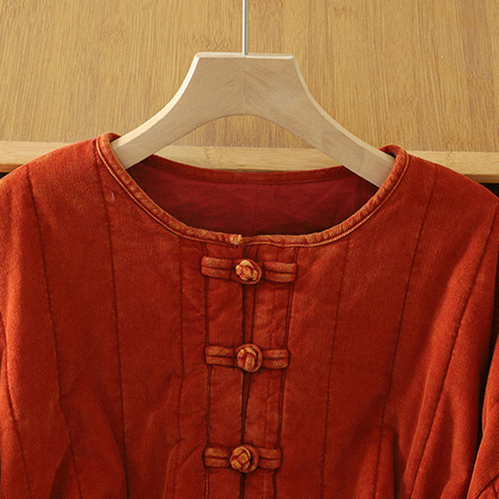 Giacca da donna in velluto a coste con maniche lunghe in poliestere e bottoni a rana , Buddha Stones Winter  - image 2