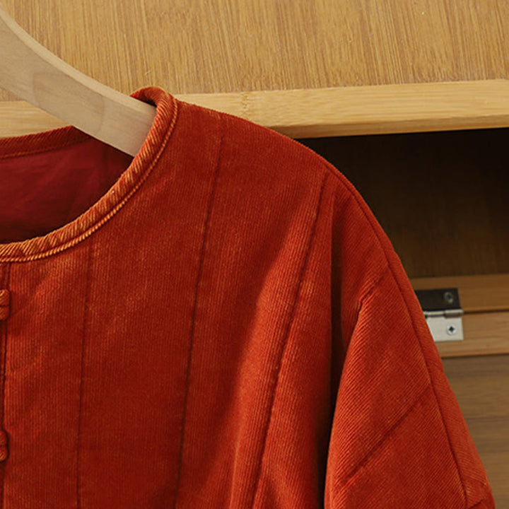 Giacca da donna in velluto a coste con maniche lunghe in poliestere e bottoni a rana , Buddha Stones Winter  - image 4