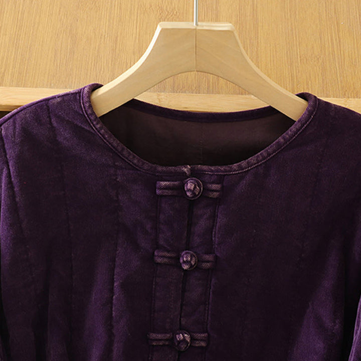 Giacca da donna in velluto a coste con maniche lunghe in poliestere e bottoni a rana , Buddha Stones Winter  - image 11