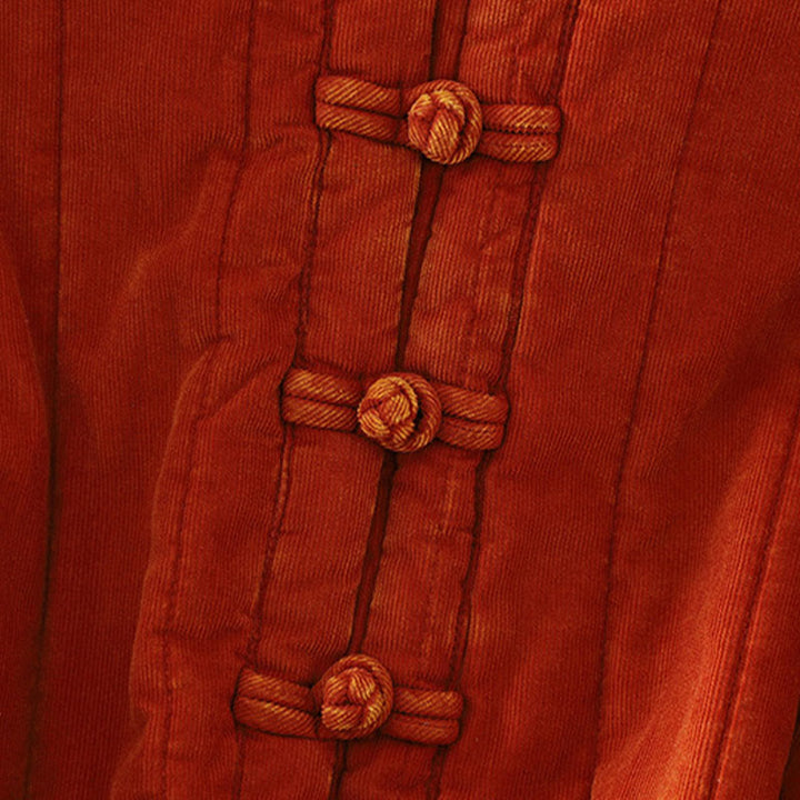 Giacca da donna in velluto a coste con maniche lunghe in poliestere e bottoni a rana , Buddha Stones Winter  - image 5