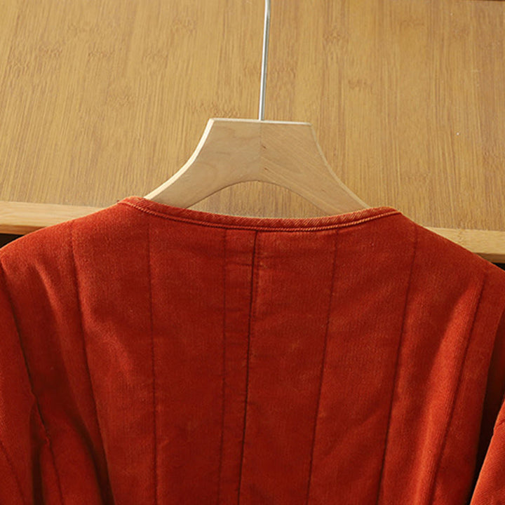 Giacca da donna in velluto a coste con maniche lunghe in poliestere e bottoni a rana , Buddha Stones Winter  - image 3