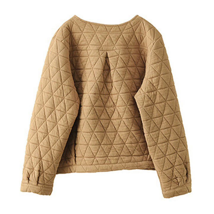 Giacca termica invernale da donna con maniche lunghe e motivo a rombi in cotone Buddha Stones, con tasche - image 12