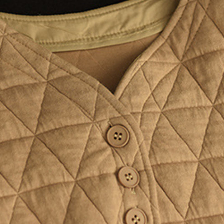 Giacca termica invernale da donna con maniche lunghe e motivo a rombi in cotone Buddha Stones, con tasche - image 16