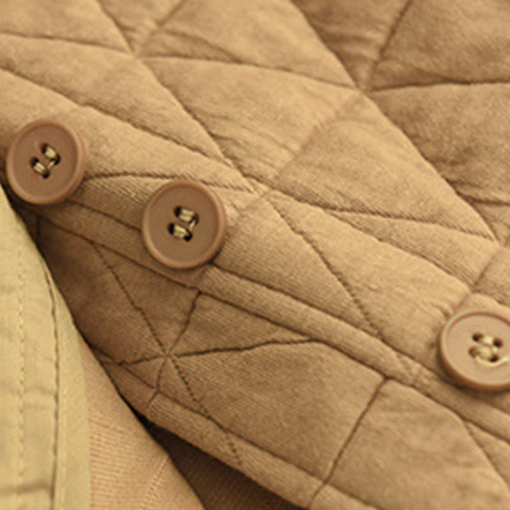 Giacca termica invernale da donna con maniche lunghe e motivo a rombi in cotone Buddha Stones, con tasche - image 14