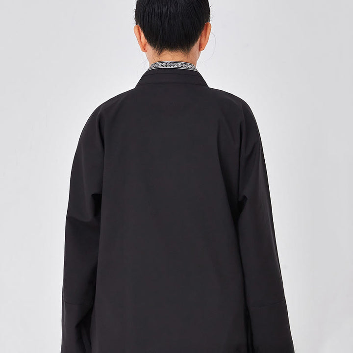 Buddha Stones 2 pezzi Wudang autunno solido rana-bottoni manica lunga lino unisex abito taoista kimono pantaloni abito cerimonia Qigong - image 12