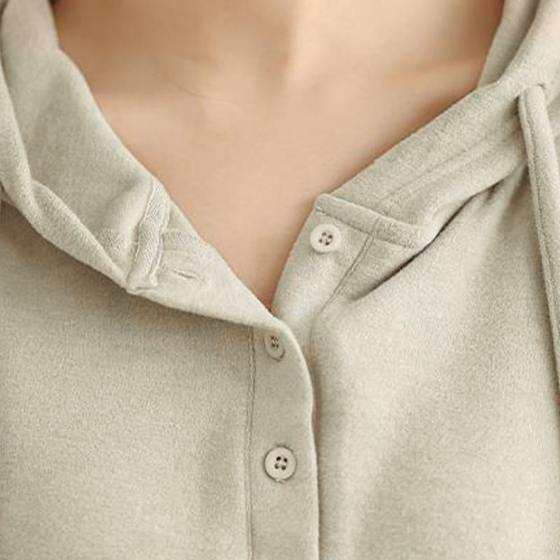 Felpa con cappuccio da donna a maniche lunghe in cotone tinta unita invernale Buddha Stones con cappuccio - image 13