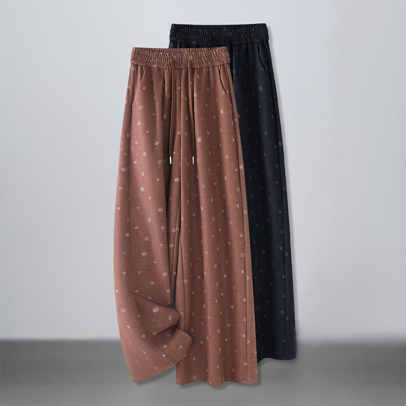 Pantaloni larghi da donna in poliestere con tasche e motivo a pois bianchi casual Buddha Stones - image 13