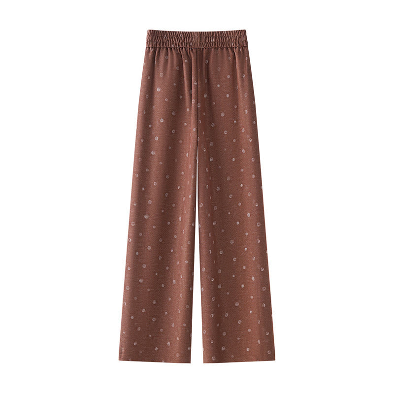Pantaloni larghi da donna in poliestere con tasche e motivo a pois bianchi casual Buddha Stones - image 6