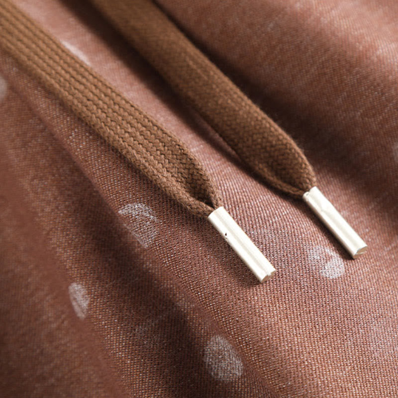 Pantaloni larghi da donna in poliestere con tasche e motivo a pois bianchi casual Buddha Stones - image 10