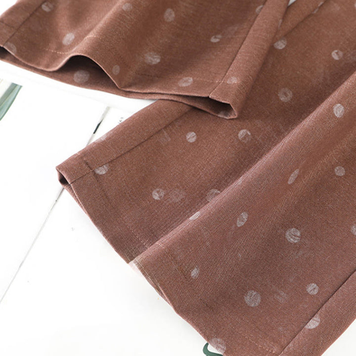 Pantaloni larghi da donna in poliestere con tasche e motivo a pois bianchi casual Buddha Stones - image 11