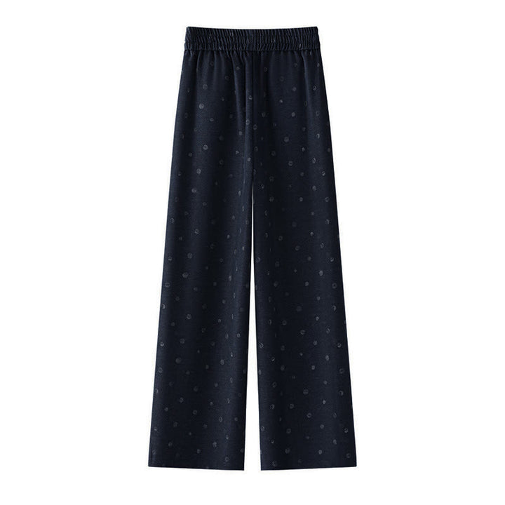 Pantaloni larghi da donna in poliestere con tasche e motivo a pois bianchi casual Buddha Stones - image 1
