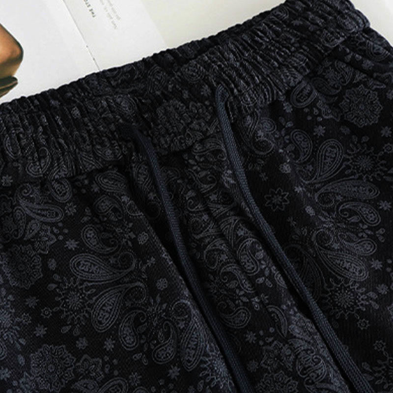 Pantaloni larghi da donna in poliestere con motivo floreale casual Buddha Stones e tasche - image 3