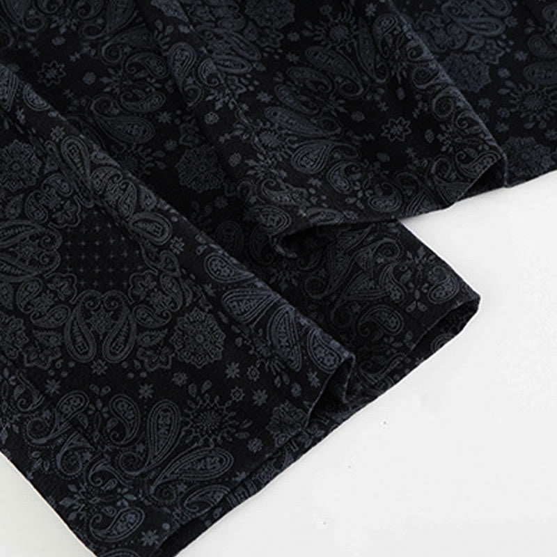 Pantaloni larghi da donna in poliestere con motivo floreale casual Buddha Stones e tasche - image 4