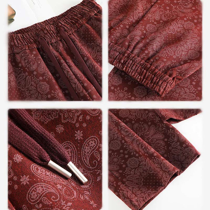 Pantaloni larghi da donna in poliestere con motivo floreale casual Buddha Stones e tasche - image 12