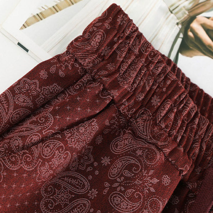 Pantaloni larghi da donna in poliestere con motivo floreale casual Buddha Stones e tasche - image 9