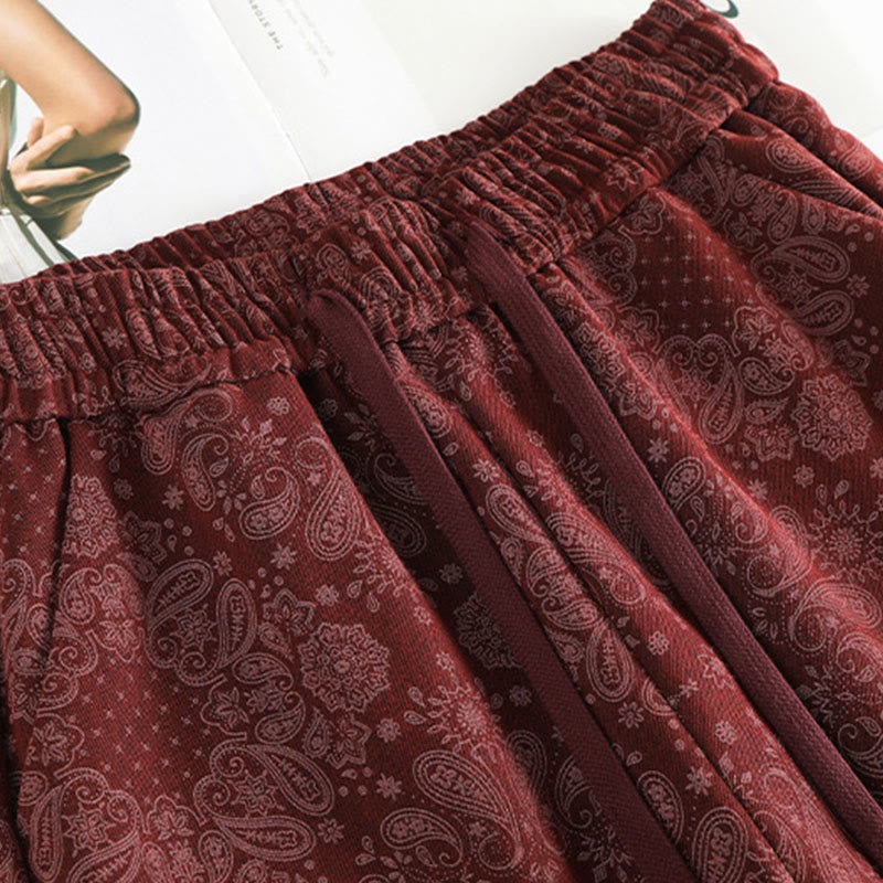 Pantaloni larghi da donna in poliestere con motivo floreale casual Buddha Stones e tasche - image 8