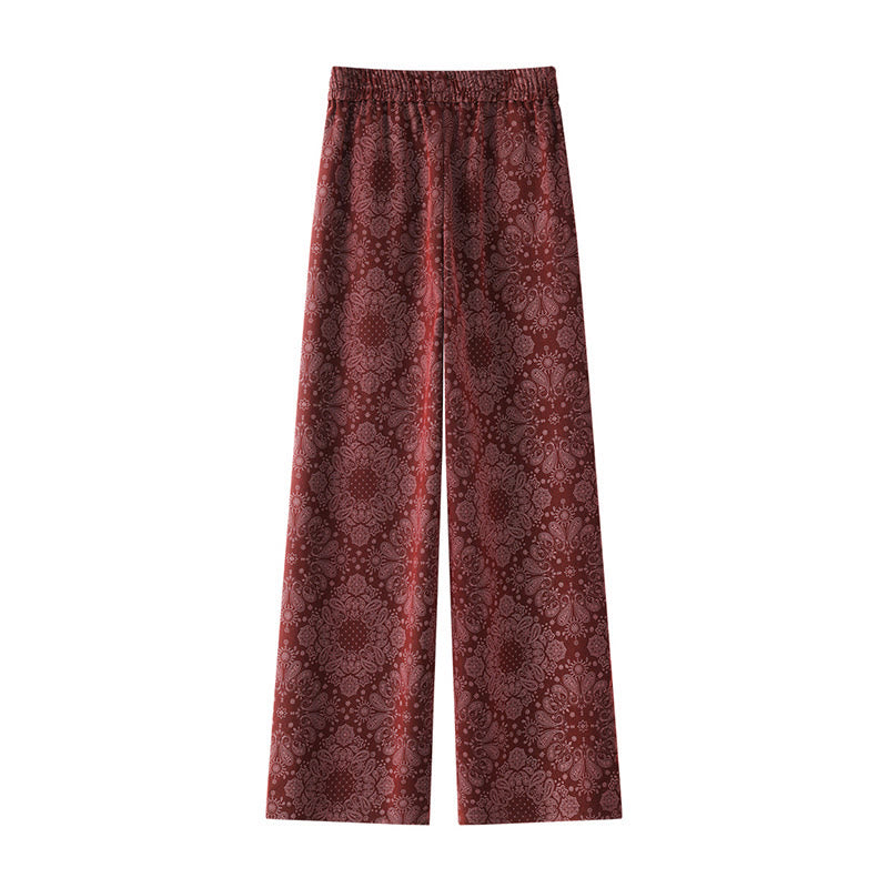 Pantaloni larghi da donna in poliestere con motivo floreale casual Buddha Stones e tasche - image 6