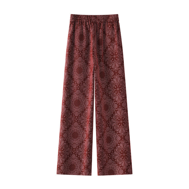 Pantaloni larghi da donna in poliestere con motivo floreale casual Buddha Stones e tasche - image 6