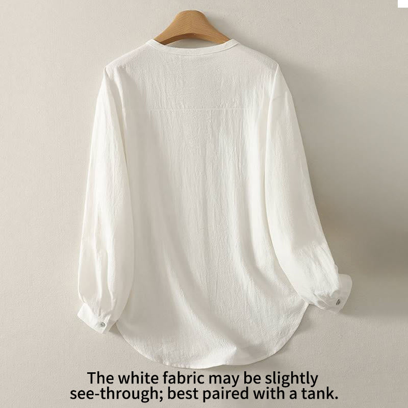 Camicia da donna in poliestere con maniche lunghe e colletto a girocollo Buddha Stones Fall con tasche - image 12