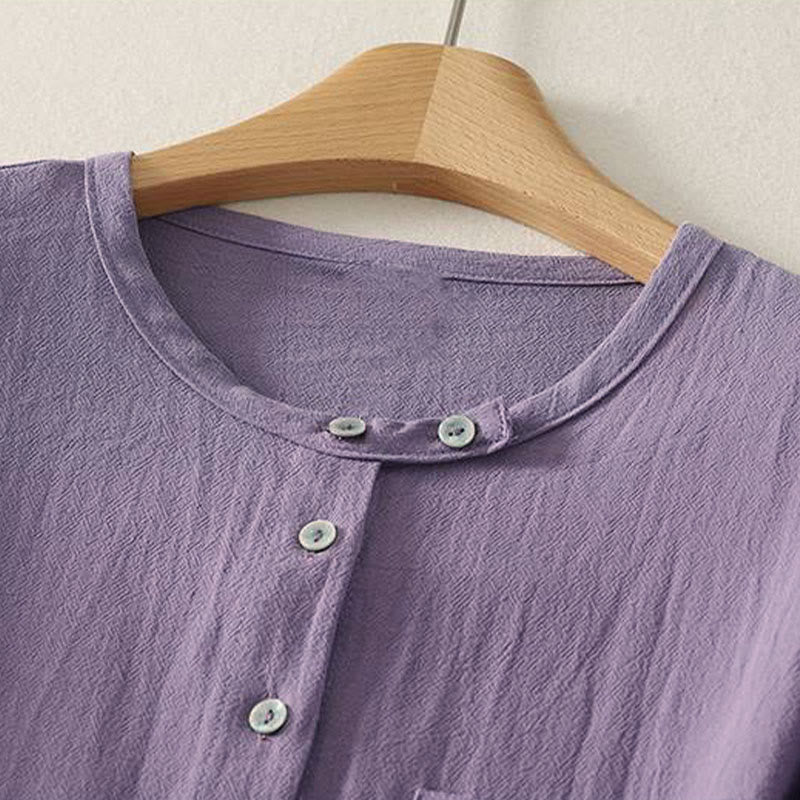 Camicia da donna in poliestere con maniche lunghe e colletto a girocollo Buddha Stones Fall con tasche - image 7