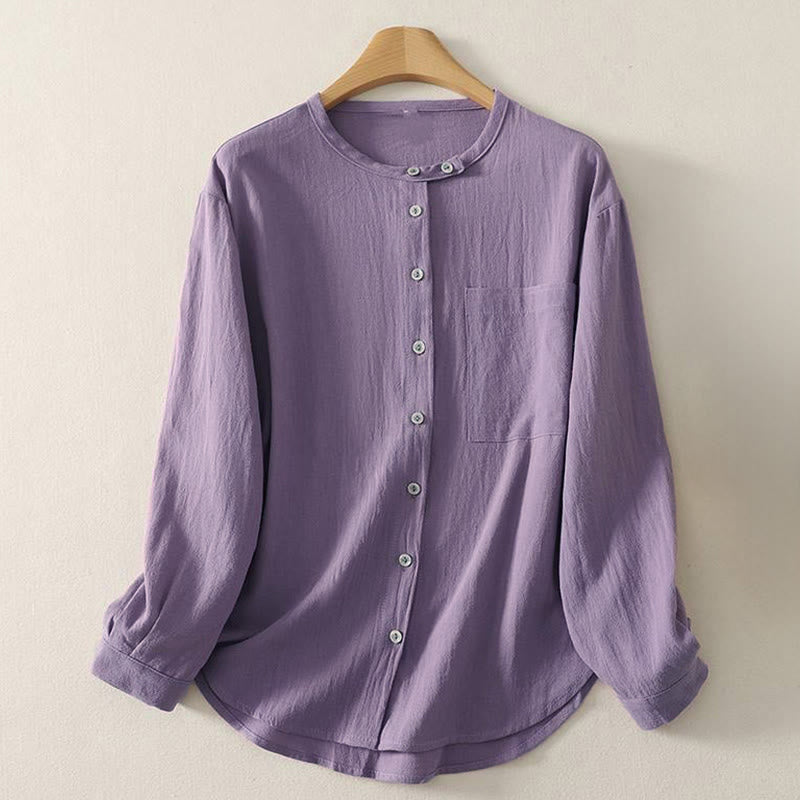 Camicia da donna in poliestere con maniche lunghe e colletto a girocollo Buddha Stones Fall con tasche - Viola medio - US8-10, UK/AU12-14, EU40-42 (2XL) - image 6