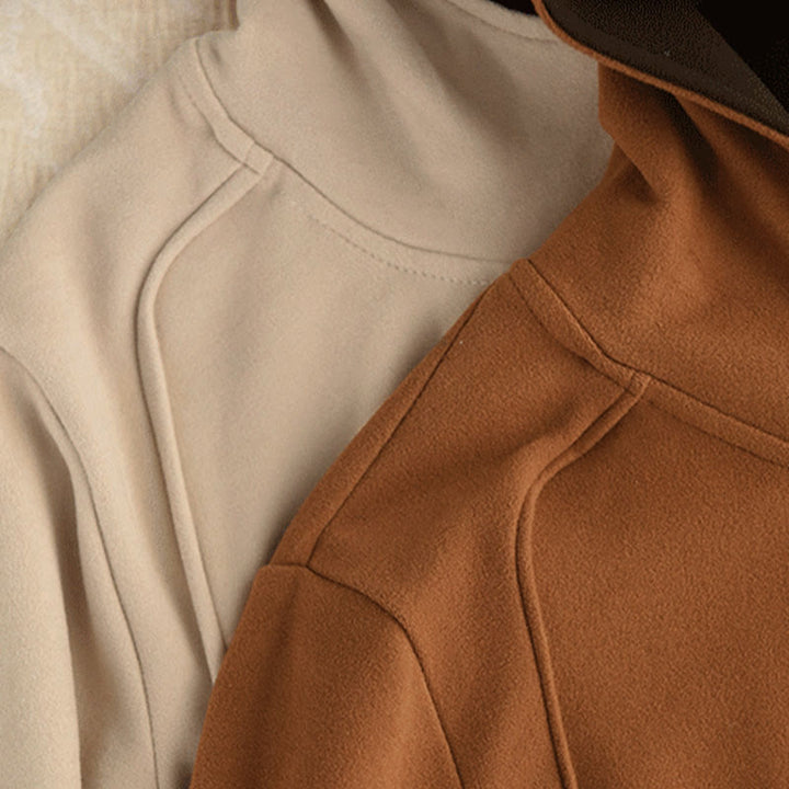 Felpa con cappuccio da donna a maniche lunghe in cotone spesso tinta unita invernale Buddha Stones con cappuccio - image 19