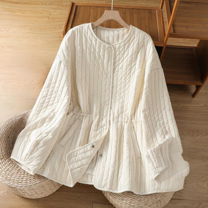 Giacca da donna in cotone con scollo rotondo semplice, coulisse e maniche lunghe, con tasca, modello Buddha Stones - Avorio - US14, UK/AU18, EU46 (2XL) - image 10