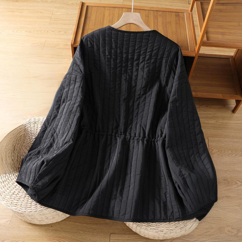 Giacca da donna in cotone con scollo rotondo semplice, coulisse e maniche lunghe, con tasca, modello Buddha Stones - Nero - US14, UK/AU18, EU46 (2XL) - image 1