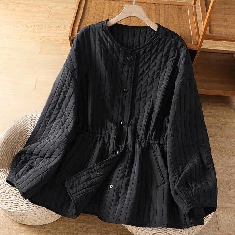 Giacca da donna in cotone con scollo rotondo semplice, coulisse e maniche lunghe, con tasca, modello Buddha Stones - image 2