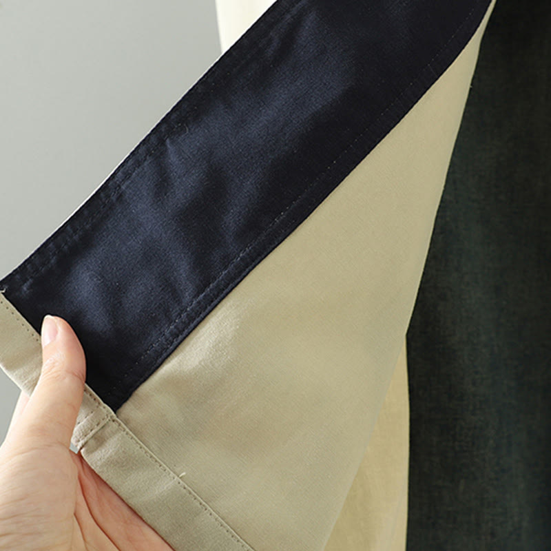 Cappotto da donna in cotone a maniche lunghe con tasche, motivo patchwork, bottoni a risvolto Buddha Stones - image 19