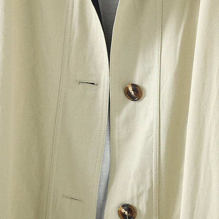 Cappotto da donna in cotone a maniche lunghe con tasche, motivo patchwork, bottoni a risvolto Buddha Stones - image 7