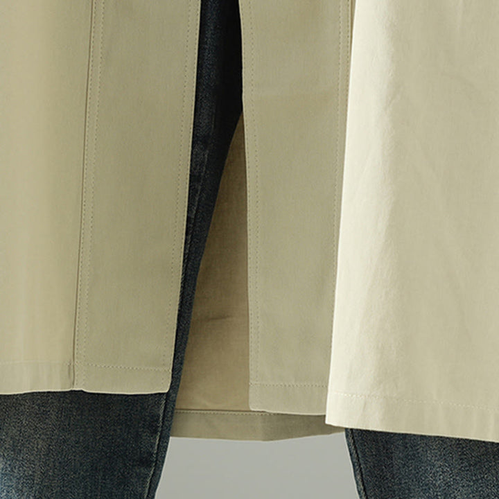 Cappotto da donna in cotone a maniche lunghe con tasche, motivo patchwork, bottoni a risvolto Buddha Stones - image 10