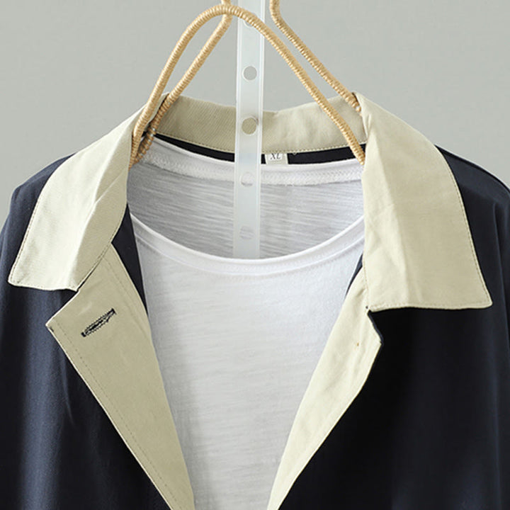 Cappotto da donna in cotone a maniche lunghe con tasche, motivo patchwork, bottoni a risvolto Buddha Stones - image 14