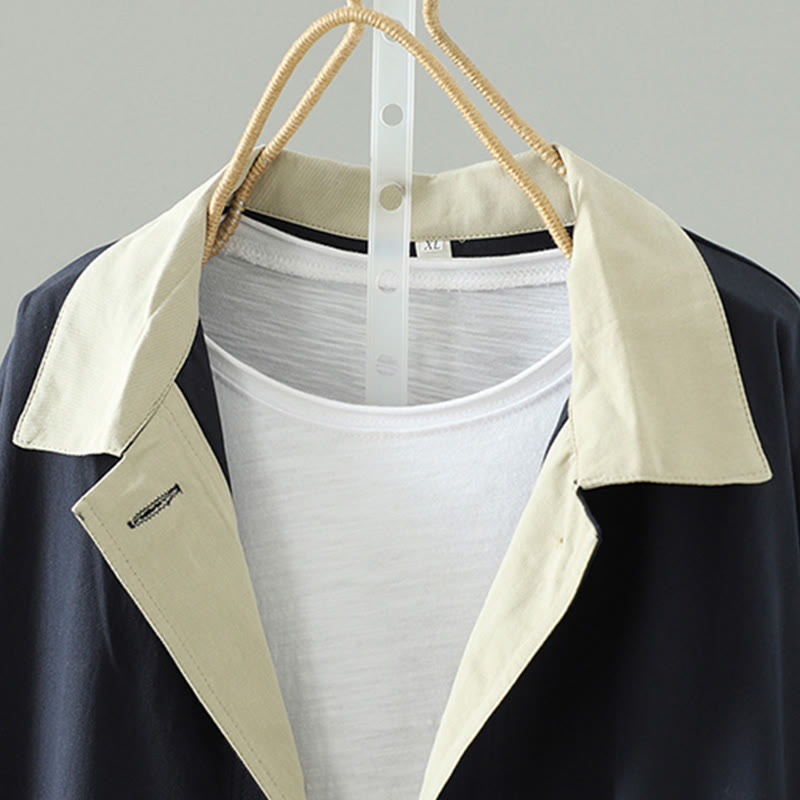 Cappotto da donna in cotone a maniche lunghe con tasche, motivo patchwork, bottoni a risvolto Buddha Stones - image 14