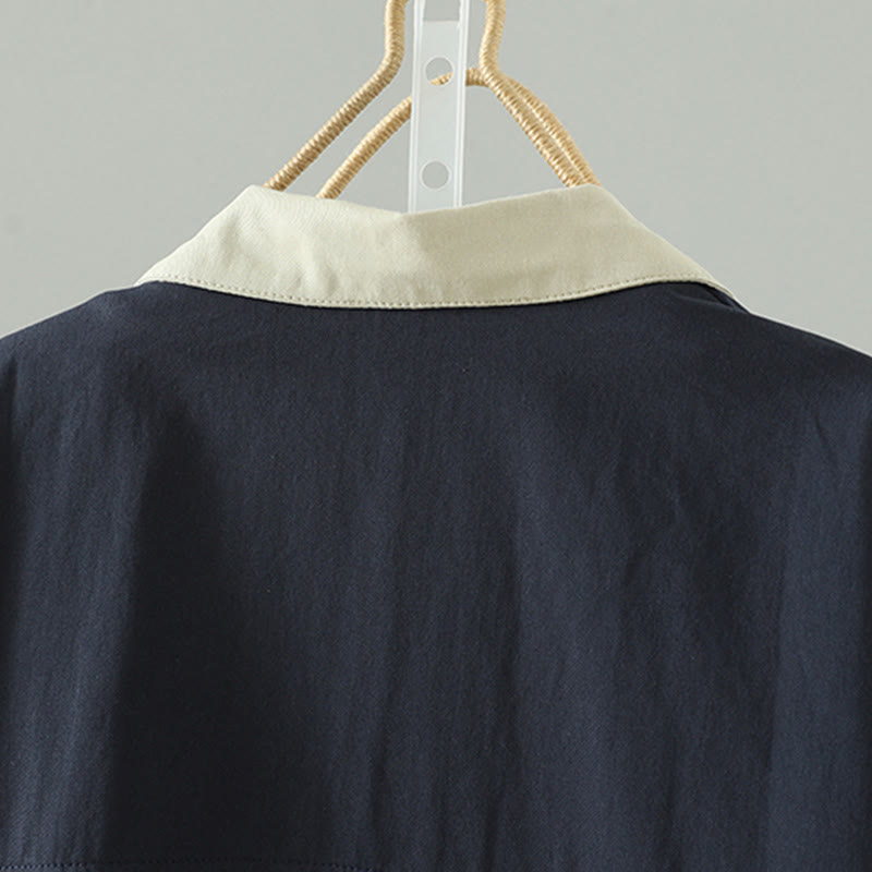 Cappotto da donna in cotone a maniche lunghe con tasche, motivo patchwork, bottoni a risvolto Buddha Stones - image 15