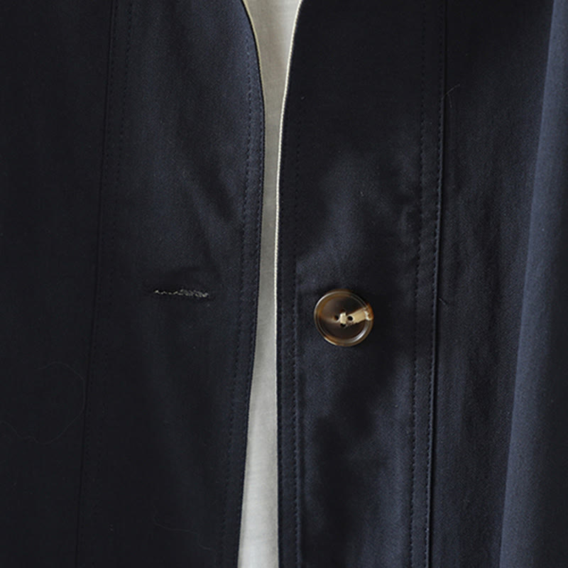 Cappotto da donna in cotone a maniche lunghe con tasche, motivo patchwork, bottoni a risvolto Buddha Stones - image 17