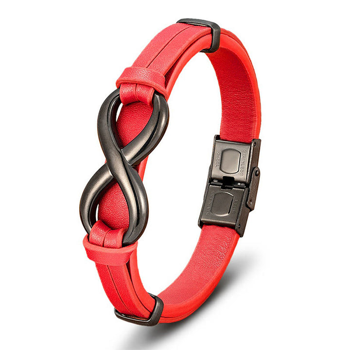 Bracciale rinforzato in pelle multicolore in acciaio al titanio con design infinito Buddha Stones - image 17