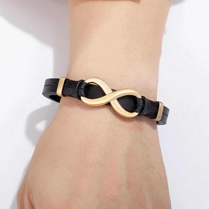Bracciale rinforzato in pelle multicolore in acciaio al titanio con design infinito Buddha Stones - image 2