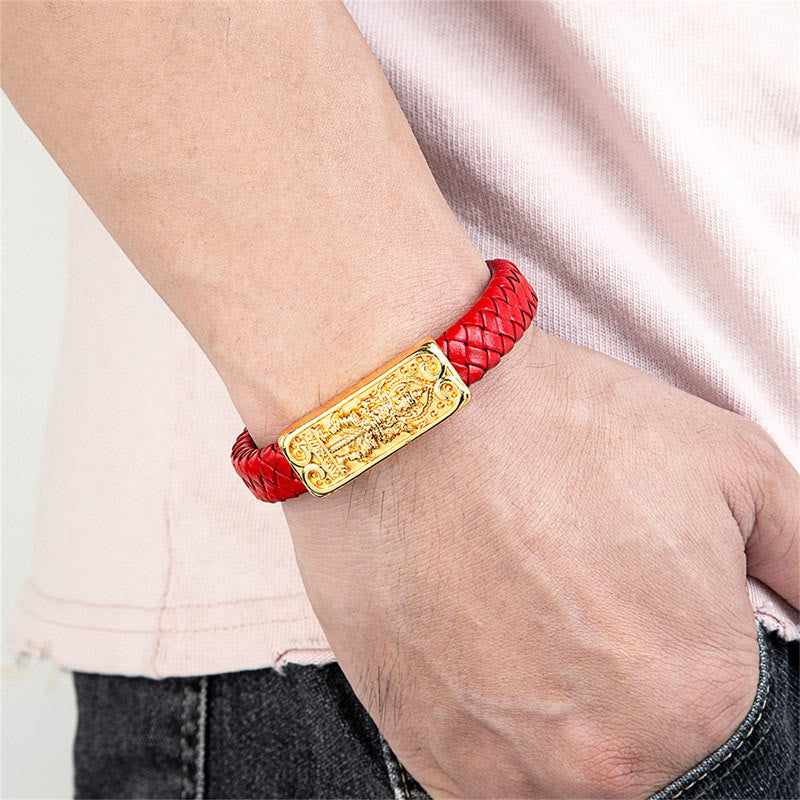 Bracciale rinforzato in pelle, acciaio al titanio Buddha Stones, simbolo del Buddha - image 8