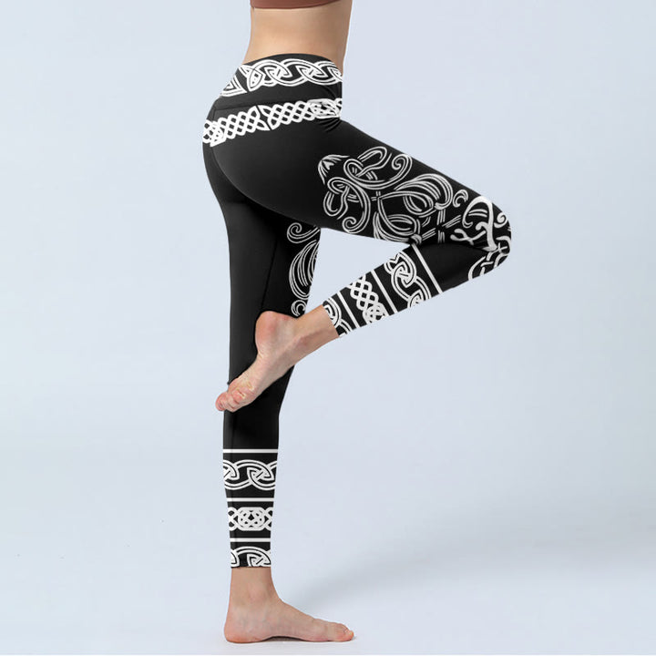 Leggings da palestra con stampa di nodi celtici simmetrici Buddha Stones, pantaloni da yoga da donna - image 4