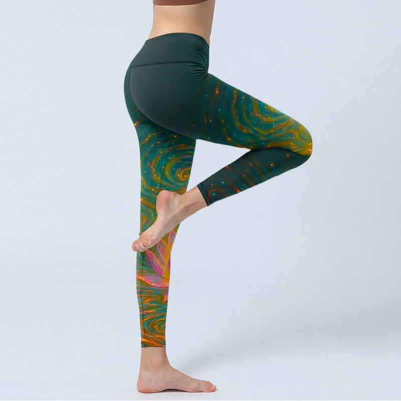 Leggings da palestra con stampa di increspature dell'acqua di loto, modello Buddha Stones, pantaloni da yoga da donna - image 4