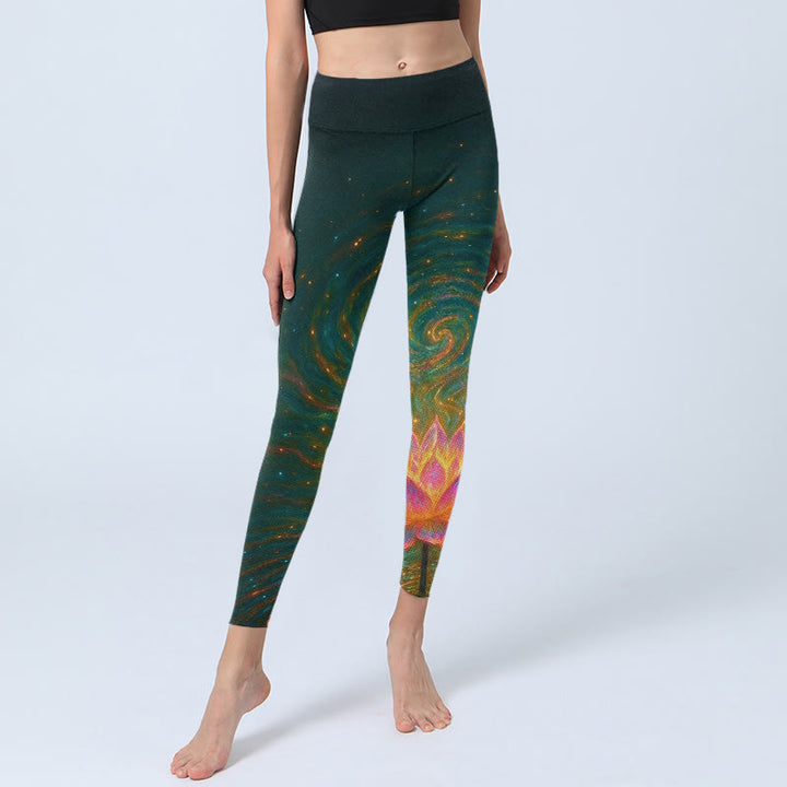 Leggings da palestra con stampa di increspature dell'acqua di loto, modello Buddha Stones, pantaloni da yoga da donna - image 5