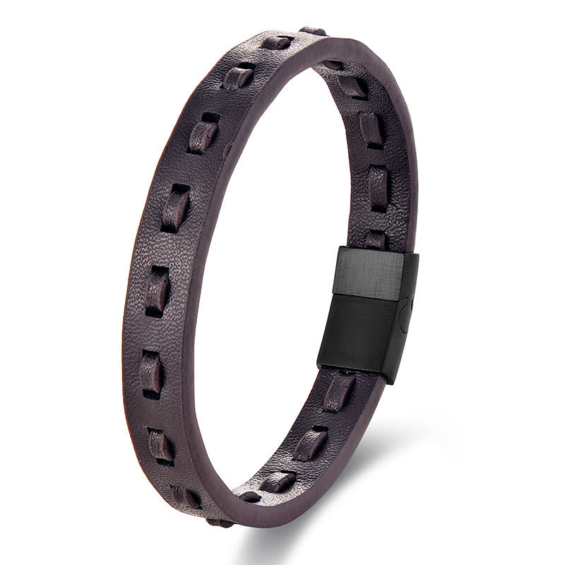 Braccialetto Buddha Stones con fibbia in acciaio al titanio e pelle intrecciata multistrato per la calma - Marrone a strato singolo (circonferenza del polso: 18-20 cm) - image 6