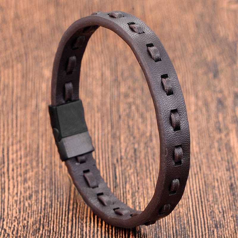 Braccialetto Buddha Stones con fibbia in acciaio al titanio e pelle intrecciata multistrato per la calma - image 7