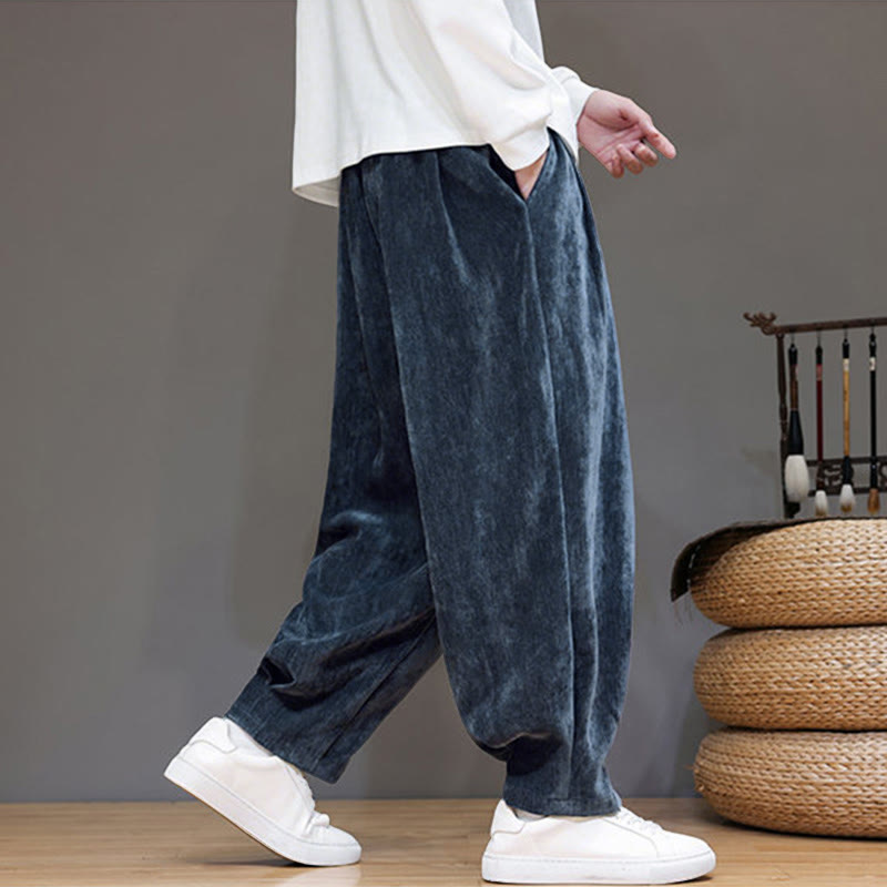 Pantaloni da uomo in puro cotone invernale con fodera in pile spesso e tasche , Buddha Stones - image 6