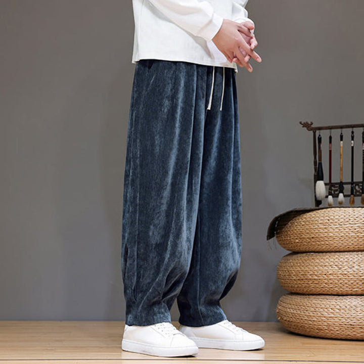 Pantaloni da uomo in puro cotone invernale con fodera in pile spesso e tasche , Buddha Stones - image 5