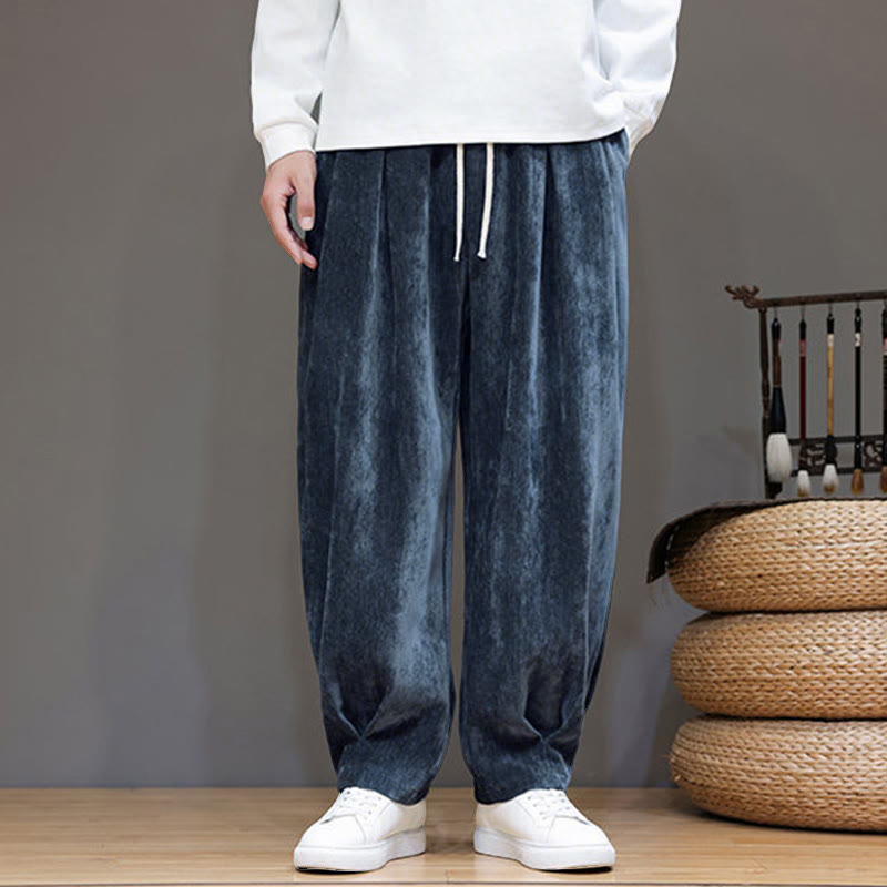 Pantaloni da uomo in puro cotone invernale con fodera in pile spesso e tasche , Buddha Stones - image 3