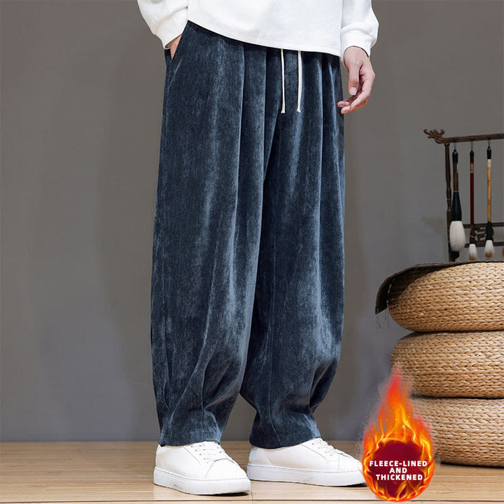 Pantaloni da uomo in puro cotone invernale con fodera in pile spesso e tasche , Buddha Stones - image 26